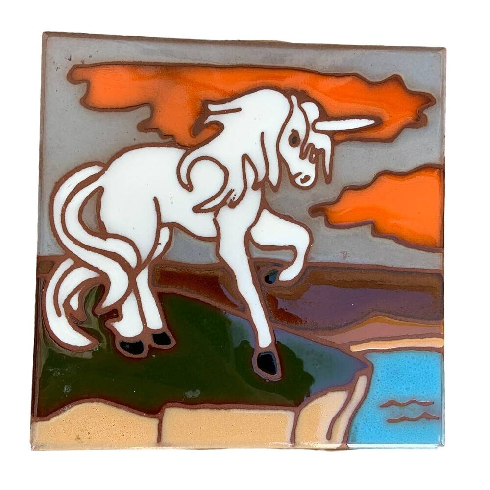 Unicorn edilgres Tile Wall Art Colorful Hanging Decor Made In Italy